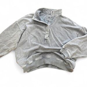 Aerie Oh Snap button up sweatshirt in Light blue